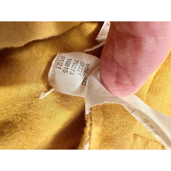 Lou & Grey Women's Blouson Mustard Yellow Tank Dress Linen Cotton Scoop Neck S - Picture 14 of 14